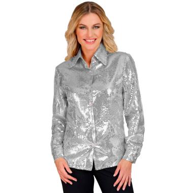 Camicia party disco paillettes argento