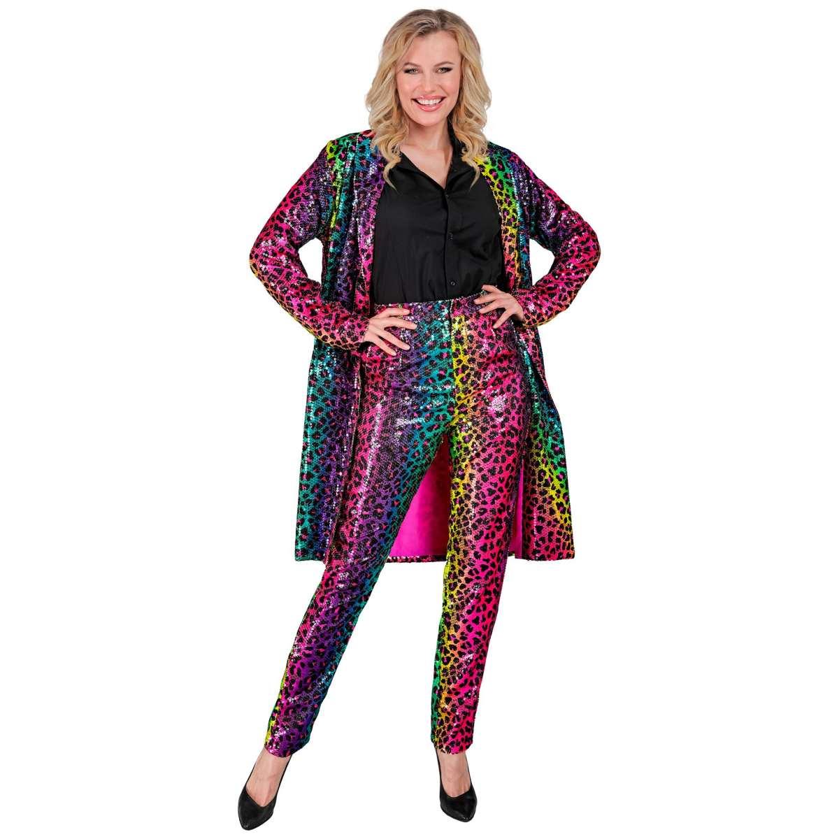 Cappotto party disco animalier leopardato arcobaleno
