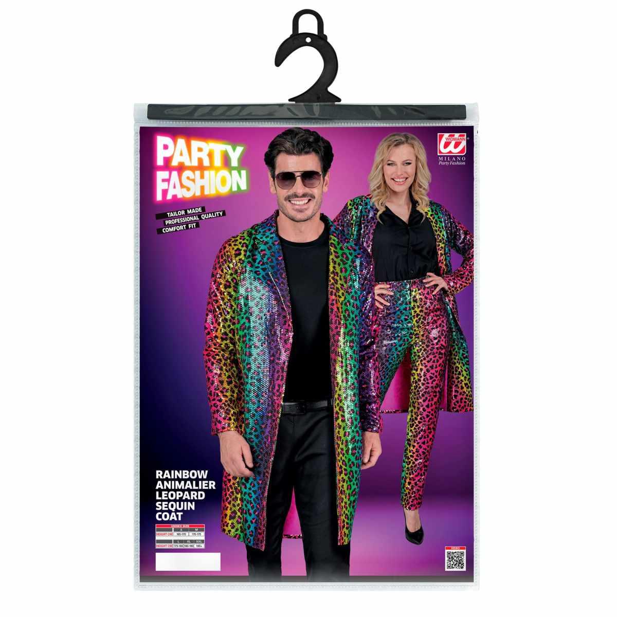 Cappotto party disco animalier leopardato arcobaleno