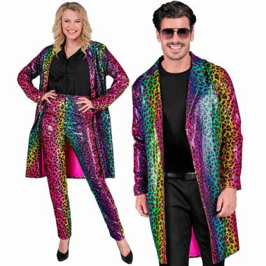 Cappotto party disco animalier leopardato arcobaleno