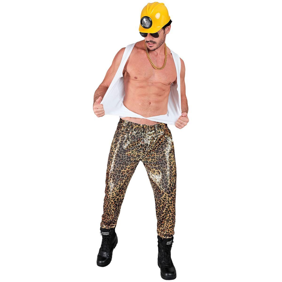 Pantaloni anni party disco animalier leopardati paillettes