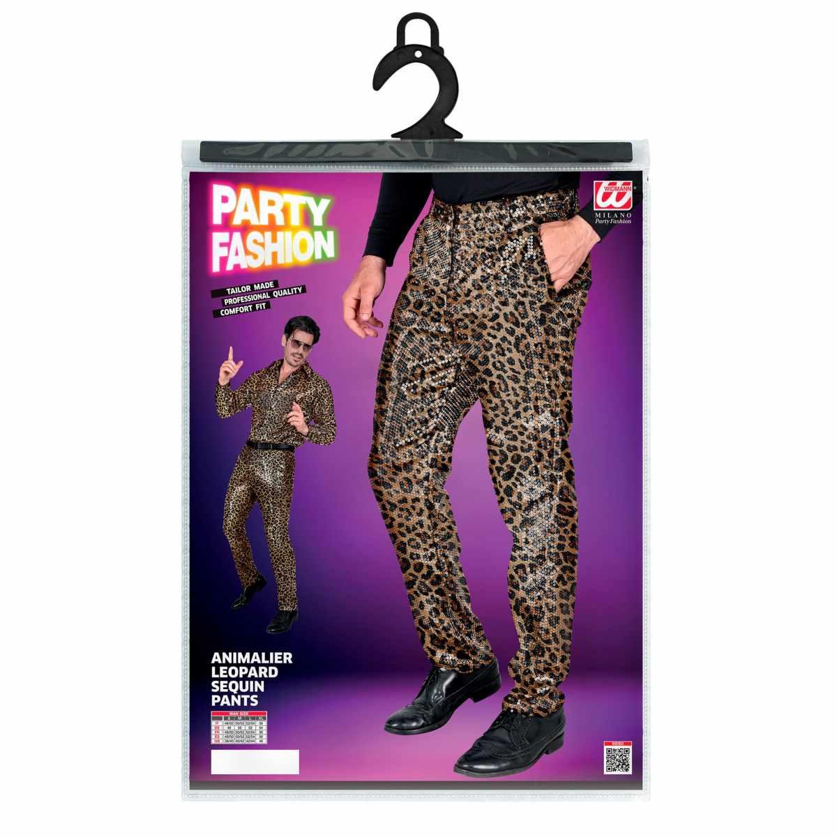 Pantaloni anni party disco animalier leopardati paillettes