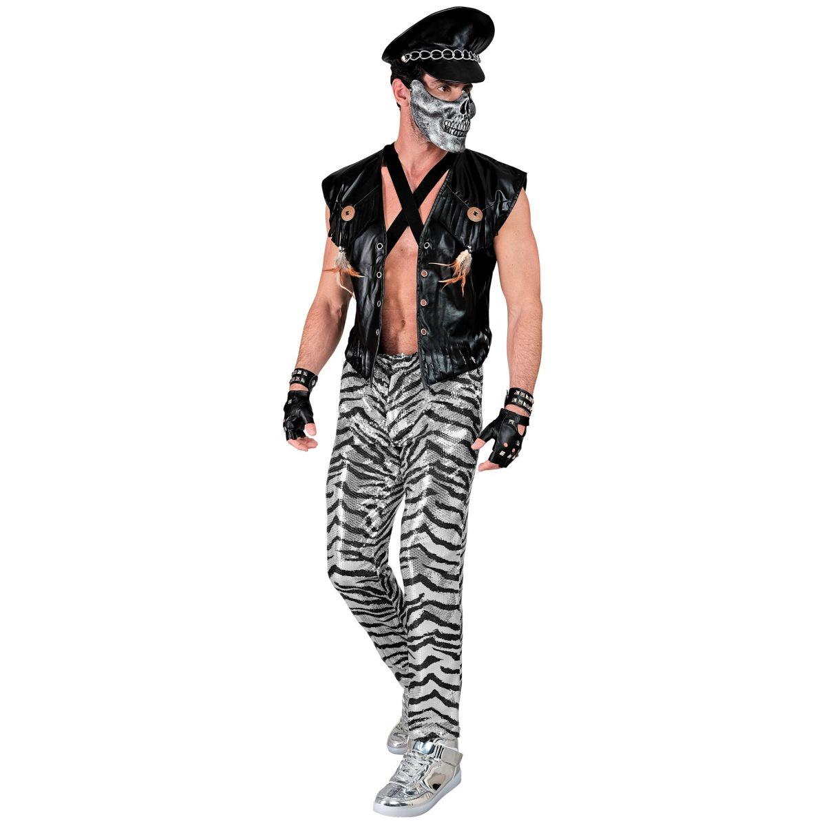 Pantaloni anni party disco animalier zebrati paillettes