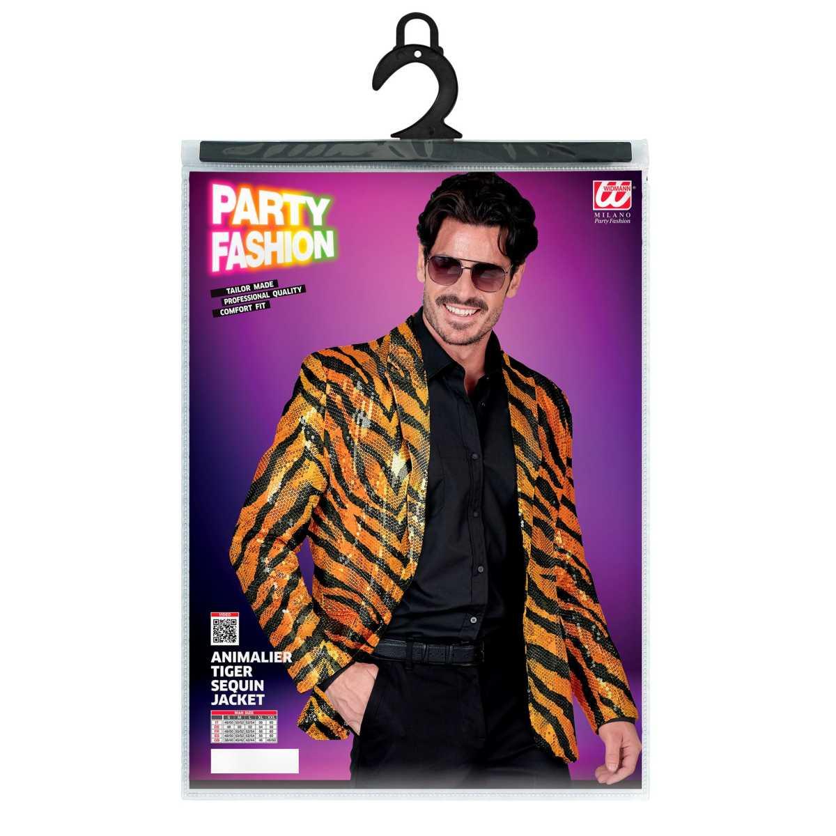 Giacca party disco animalier tigrata paillettes