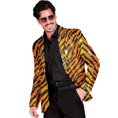 Giacca party disco animalier tigrata paillettes