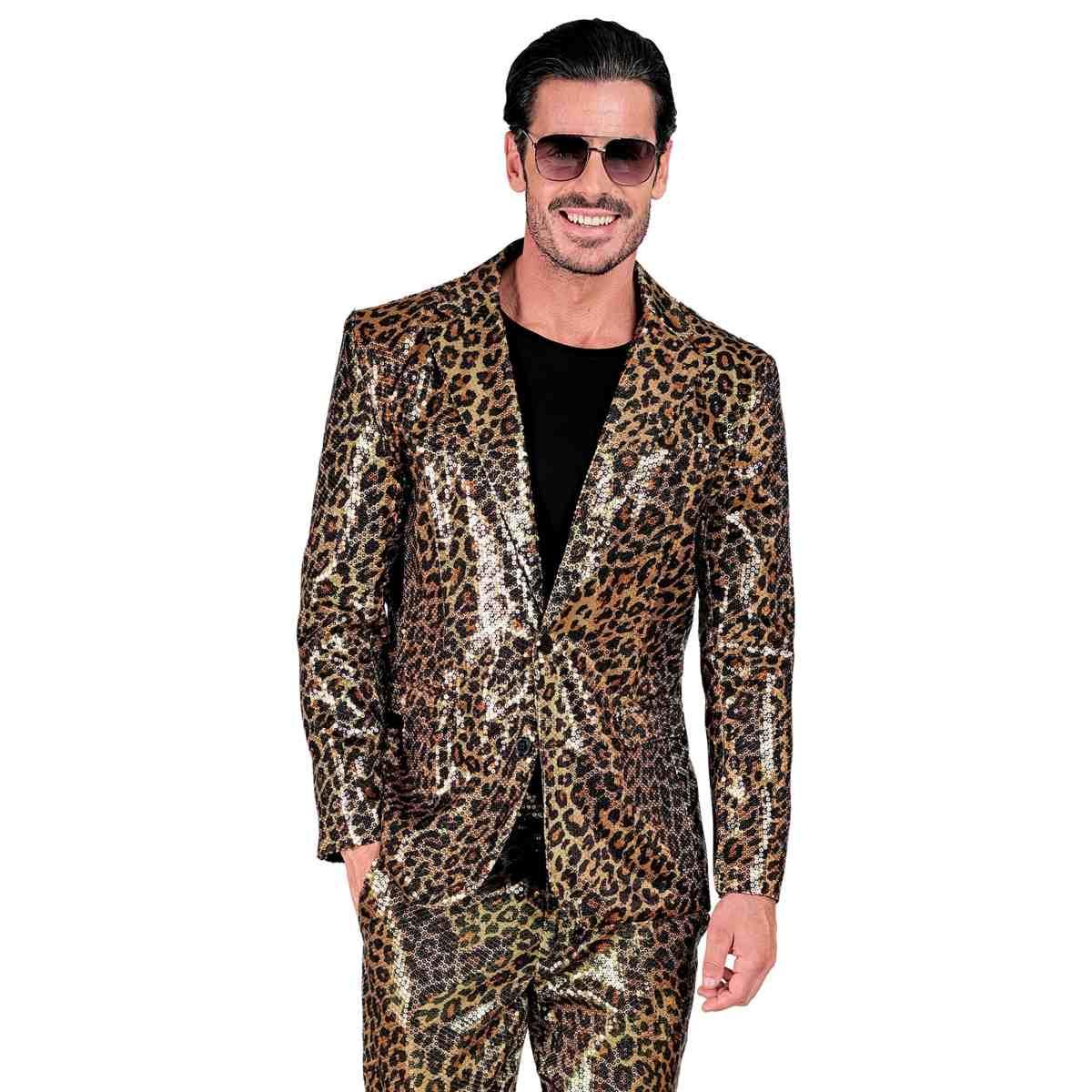 Giacca party disco animalier leopardata paillettes