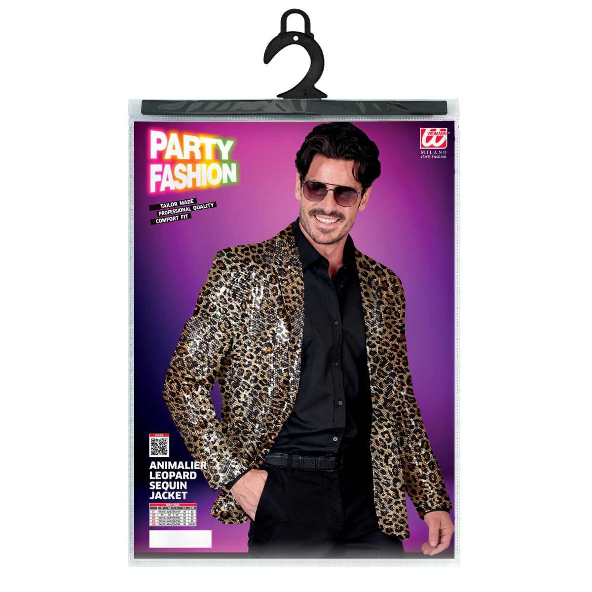 Giacca party disco animalier leopardata paillettes