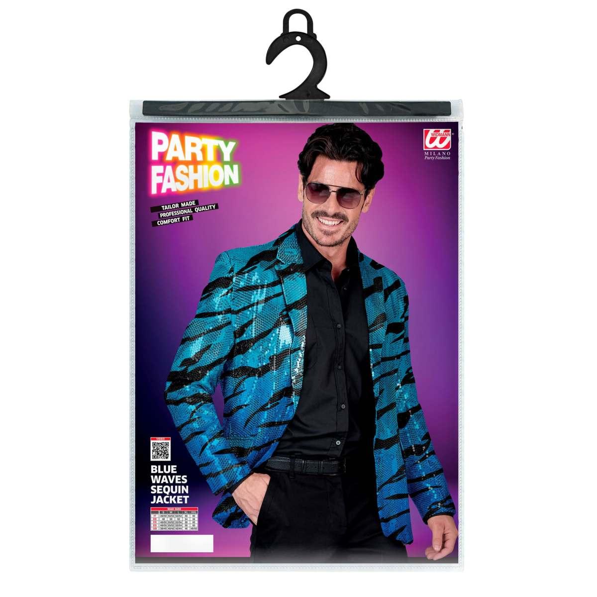 Giacca party disco animalier zebrata paillettes blu