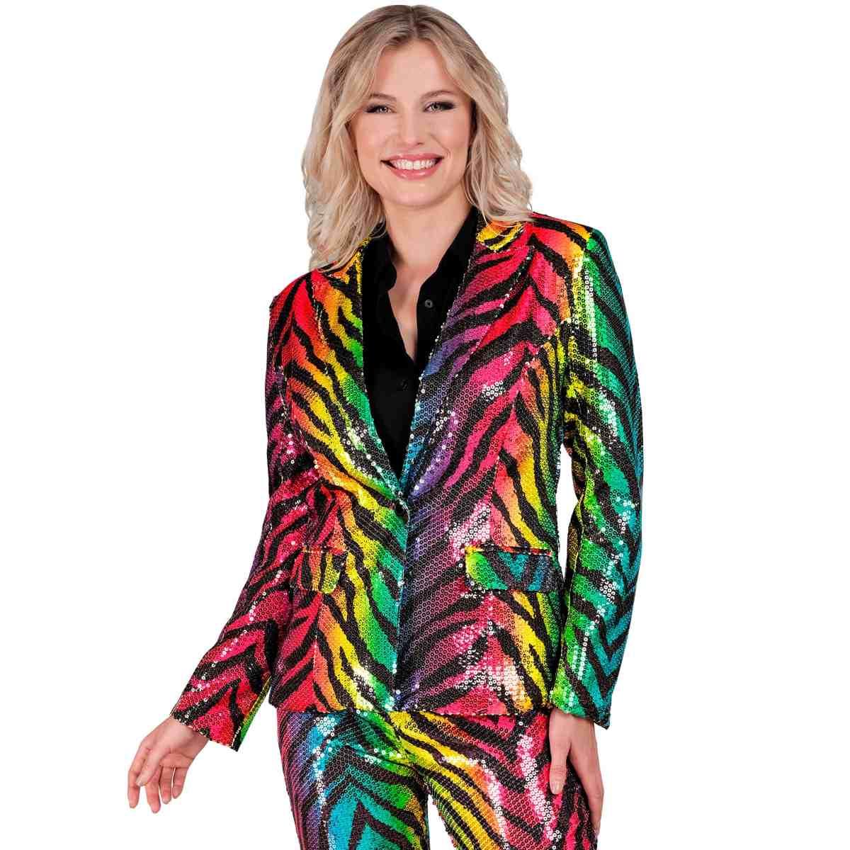Giacca party disco animalier zebrata paillettes multicolor