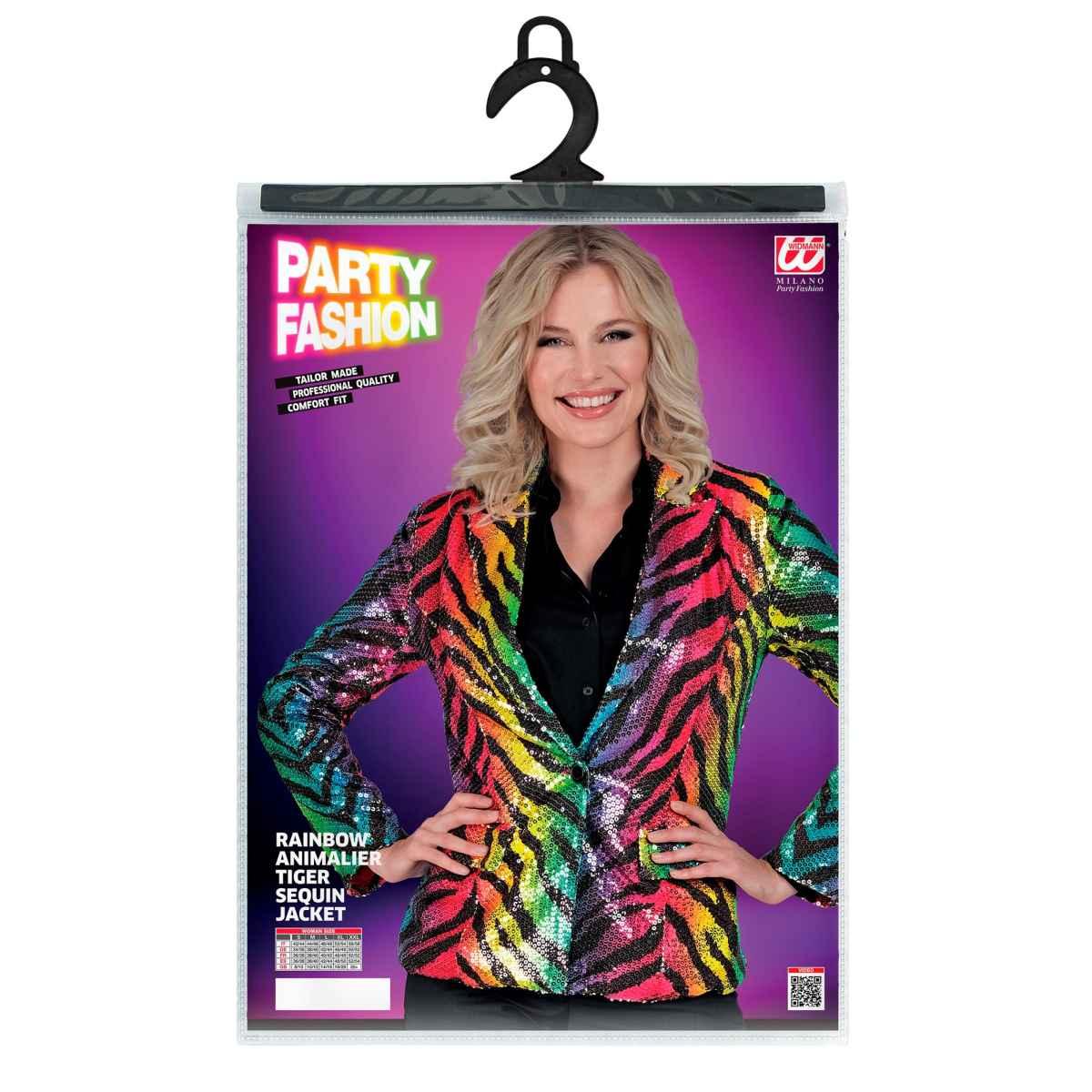 Giacca party disco animalier zebrata paillettes multicolor