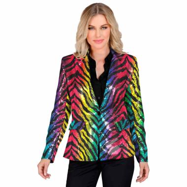 Giacca party disco animalier zebrata paillettes multicolor