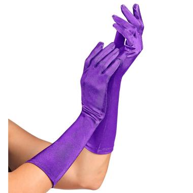 Guanti lunghi viola satinati