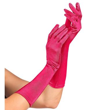 Guanti lunghi rosa fucsia satinati