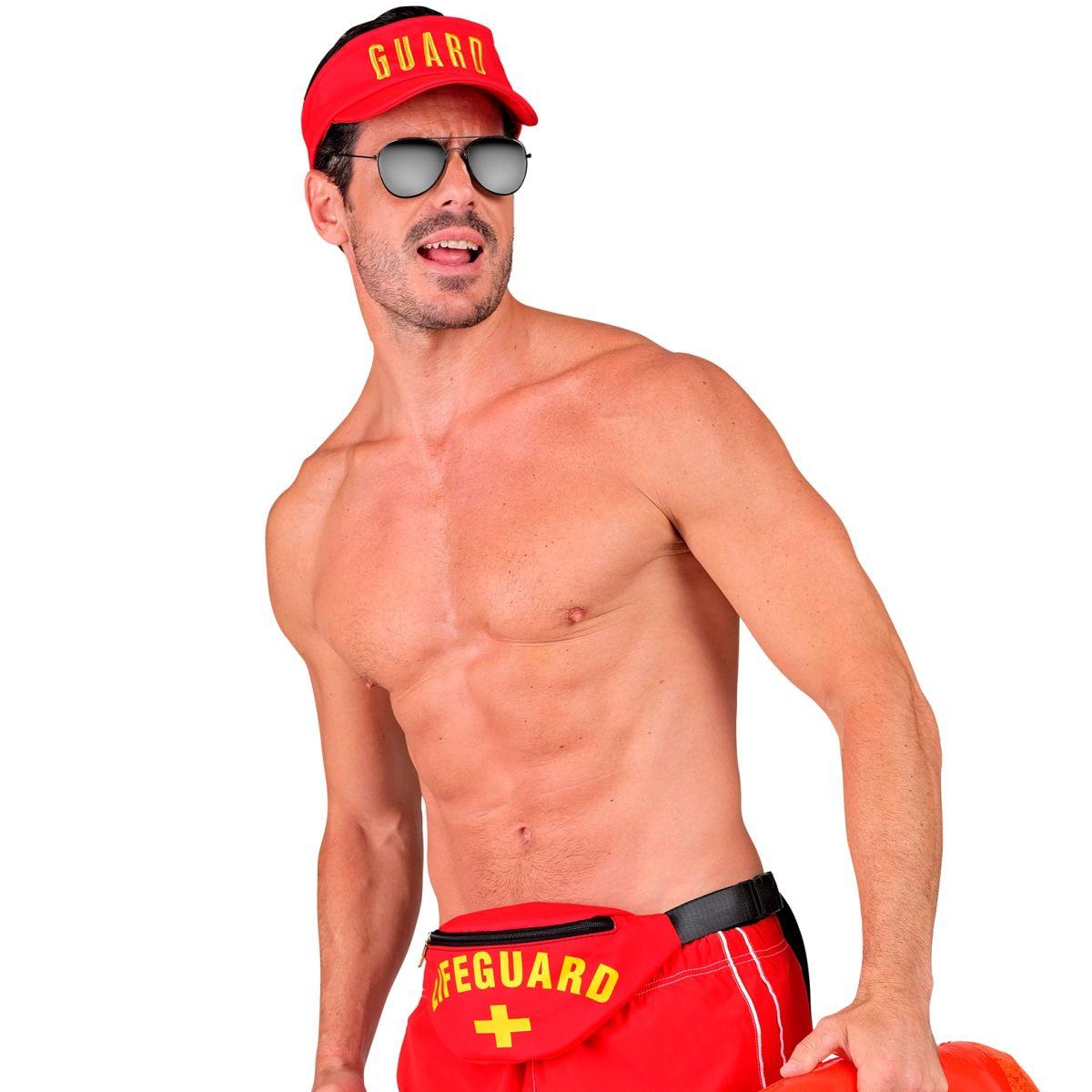 Cappello bagnino rosso visiera marsupio Set 2 pz