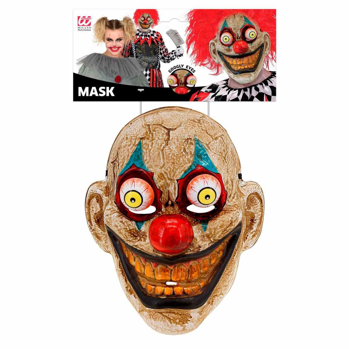 Maschera viso pvc horror clown occhi spalancati