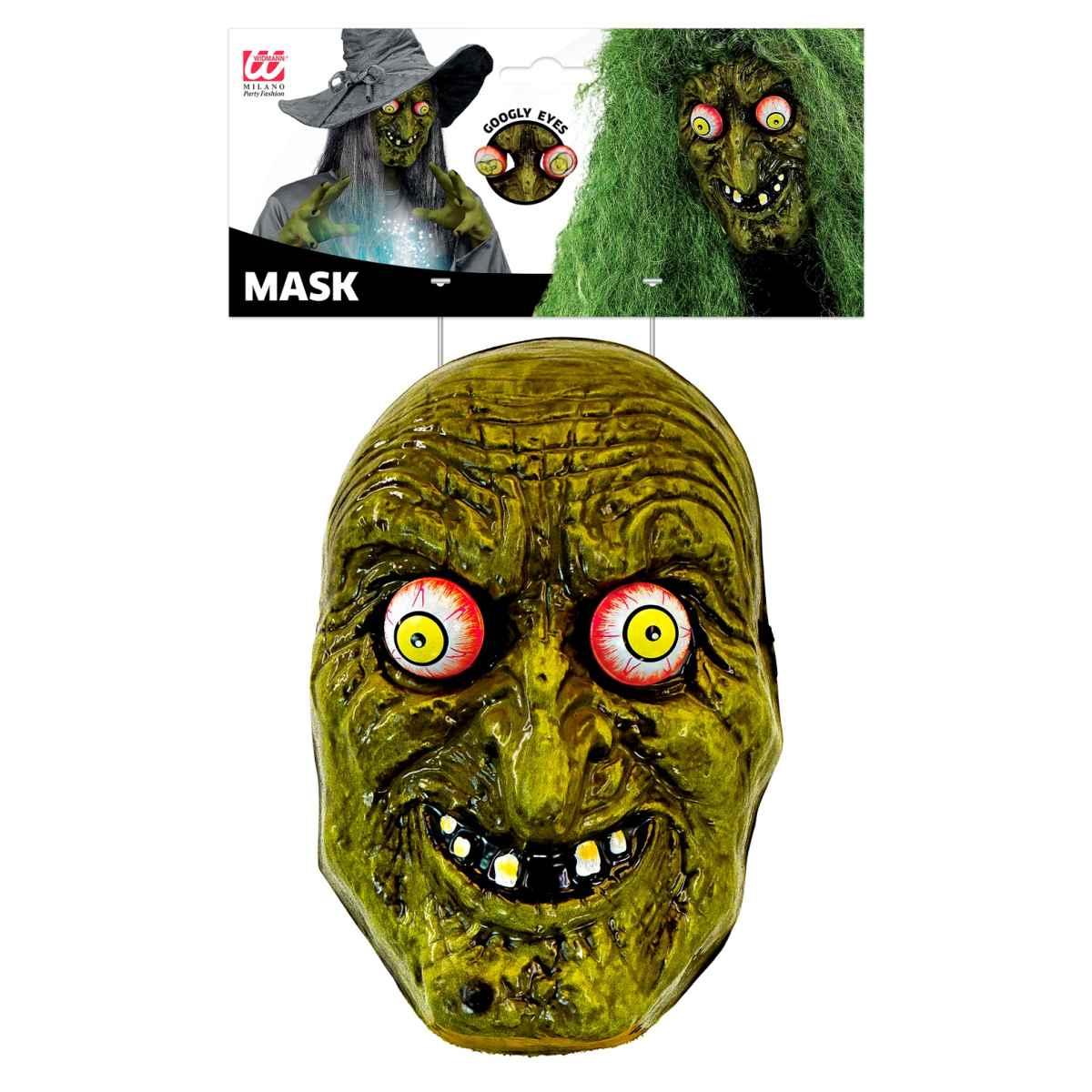 Maschera viso pvc horror strega occhi spalancati