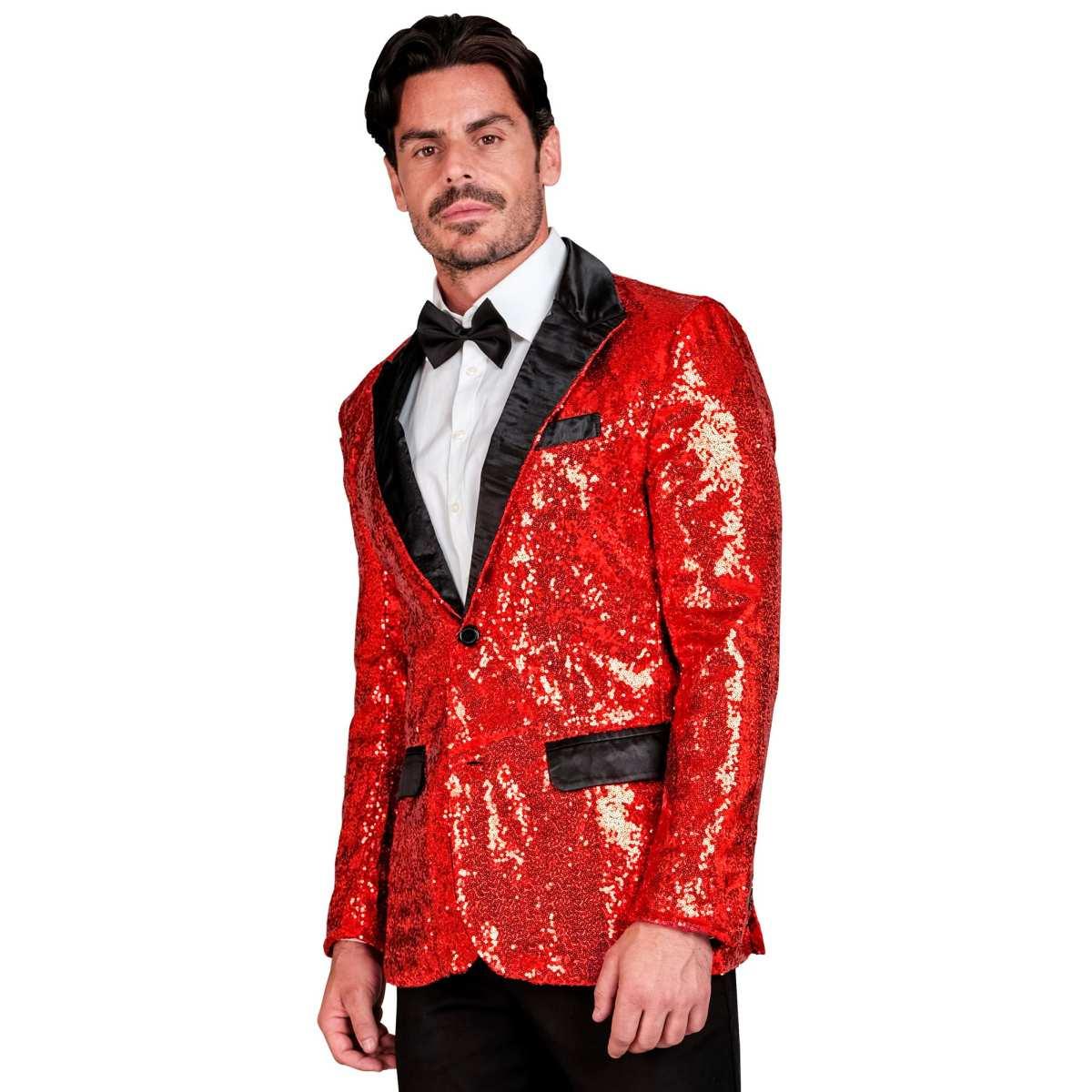 Giacca rossa paillettes bavero