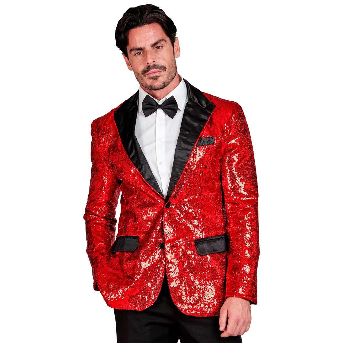 Giacca rossa paillettes bavero