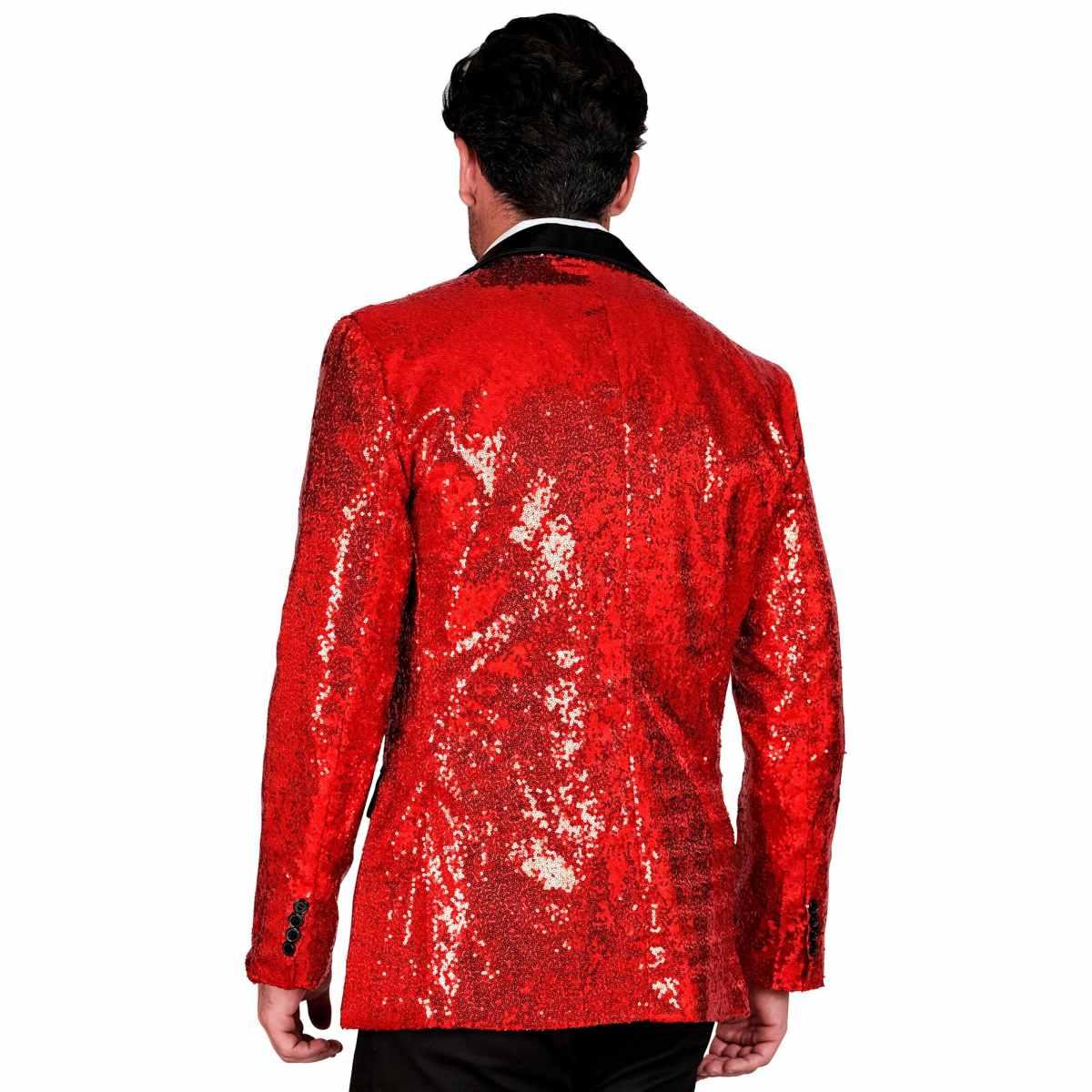 Giacca rossa paillettes bavero