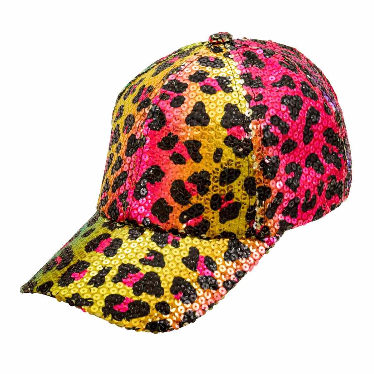 Cappello berretto animalier leopardo paillettes multicolor