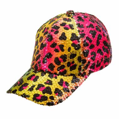 Cappello berretto animalier leopardo paillettes multicolor