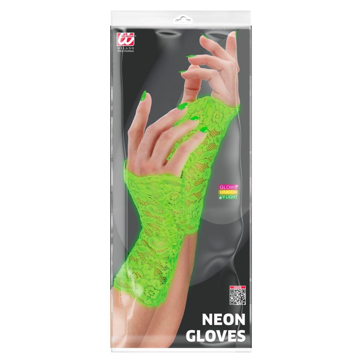 Guanti corti pizzo verde fluo