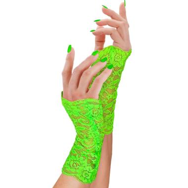 Guanti corti pizzo verde fluo