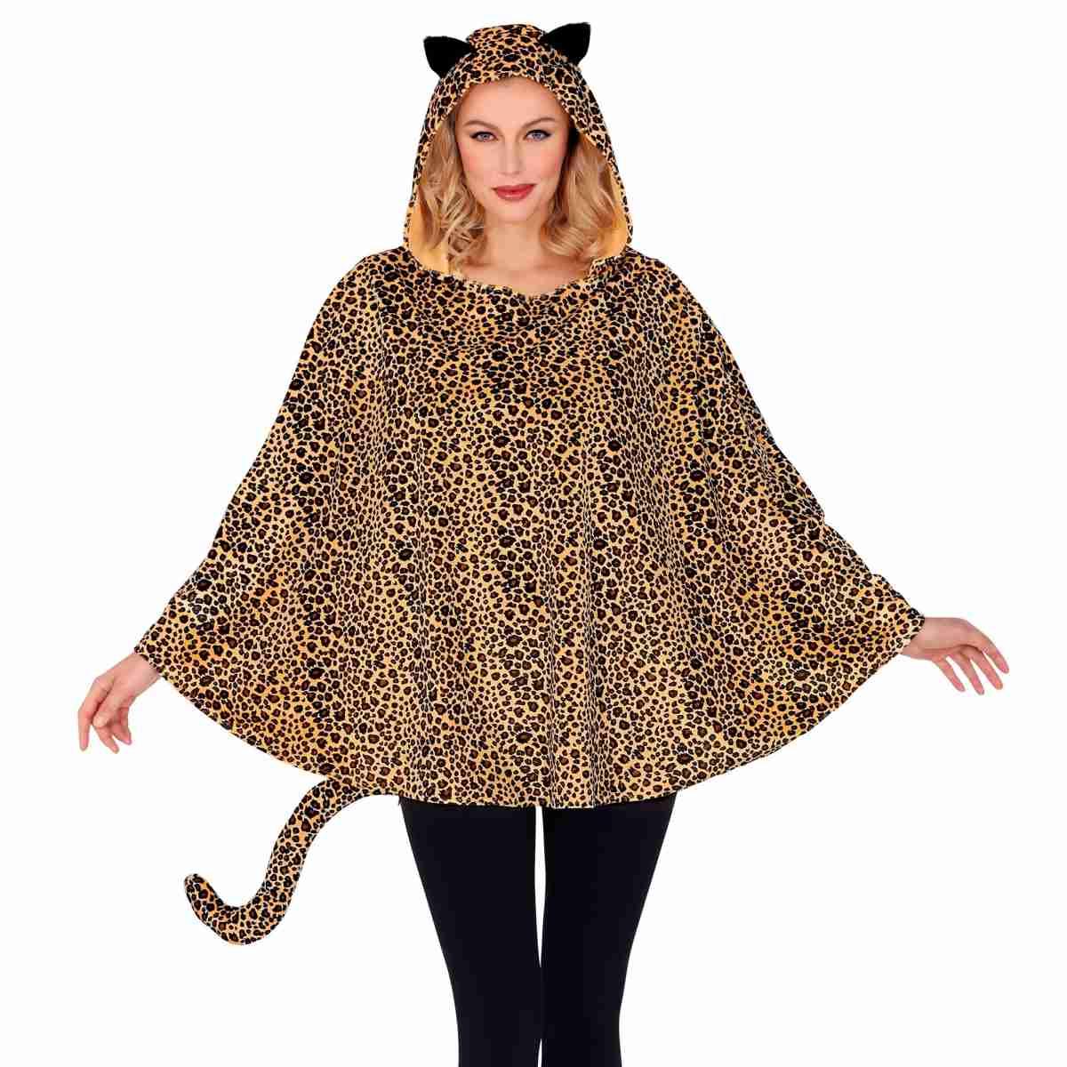 Poncho leopardo cappuccio