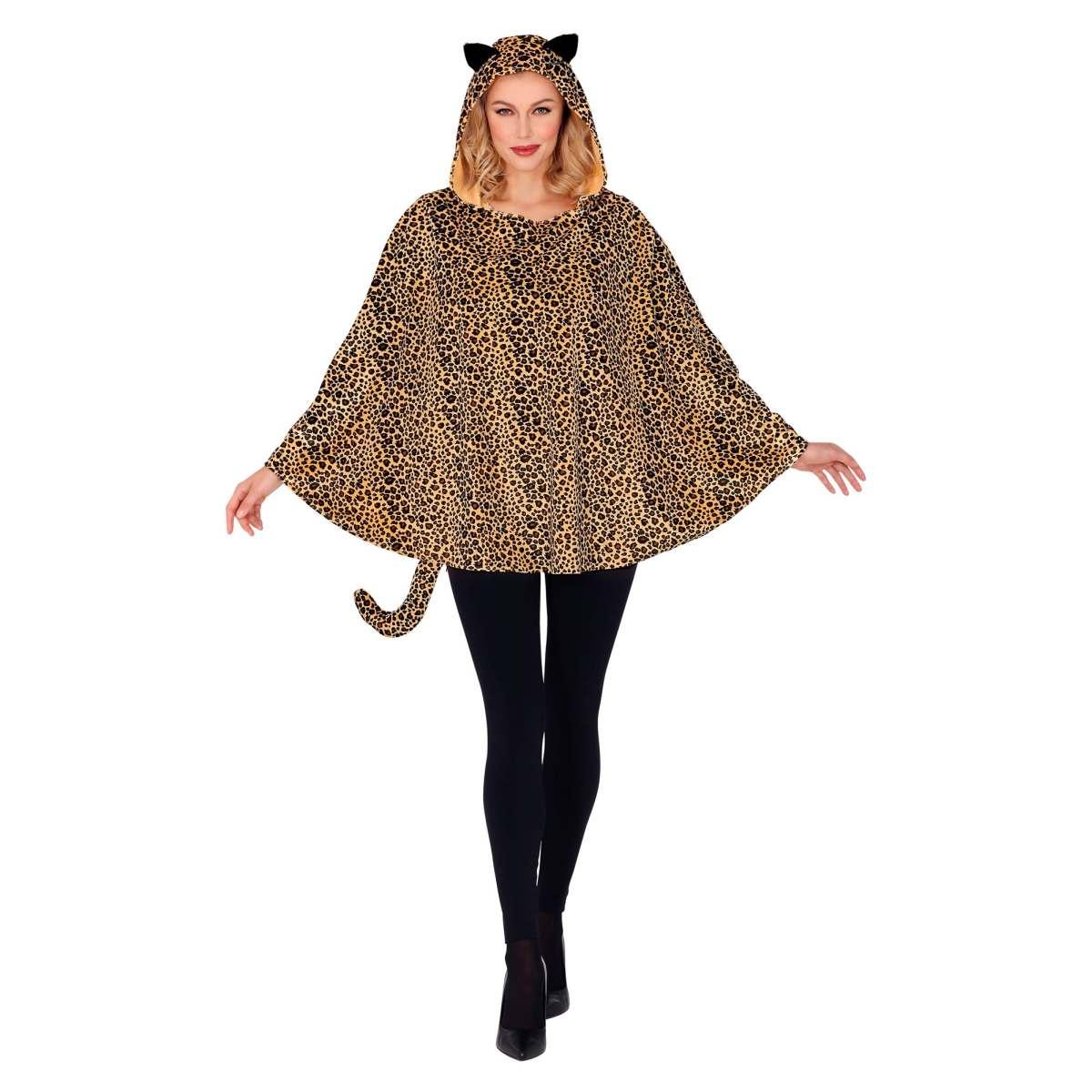 Poncho leopardo cappuccio