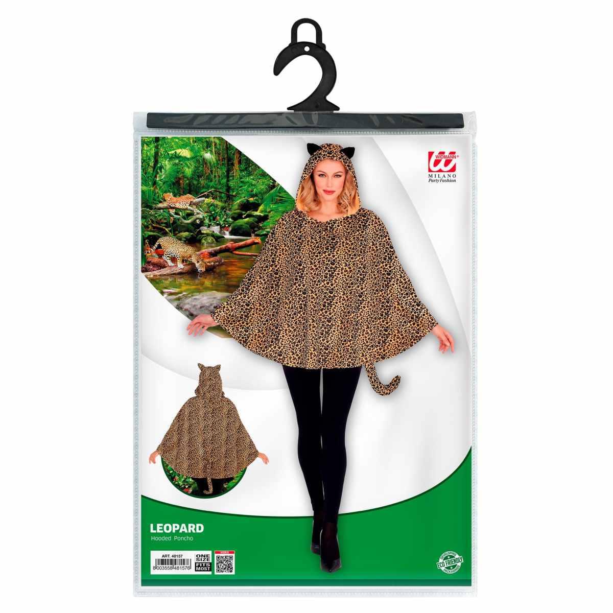 Poncho leopardo cappuccio