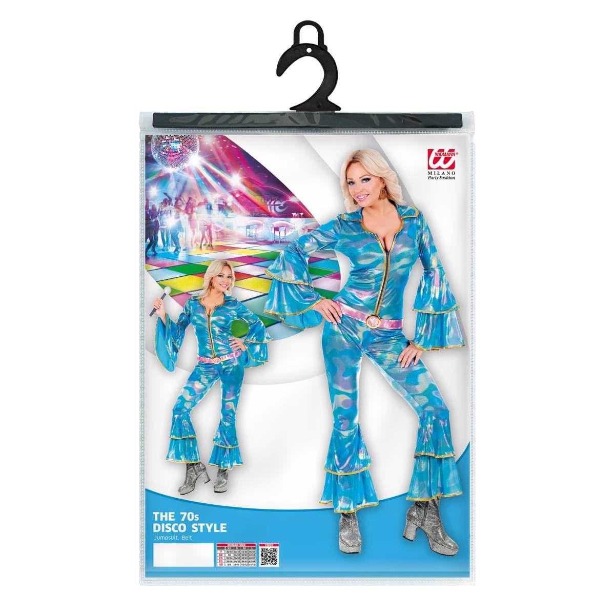 Costume tuta disco anni 70 azzurra