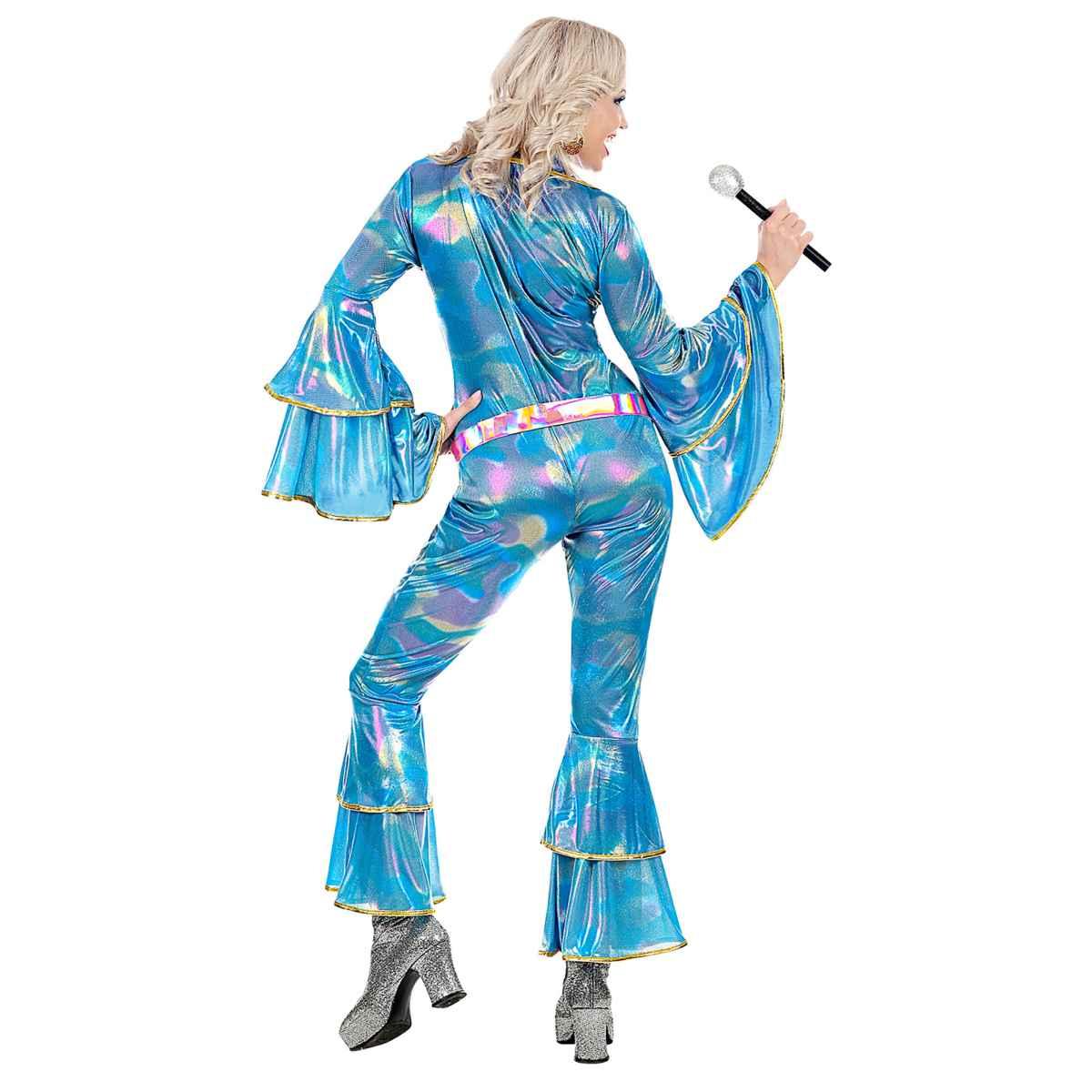 Costume tuta disco anni 70 azzurra