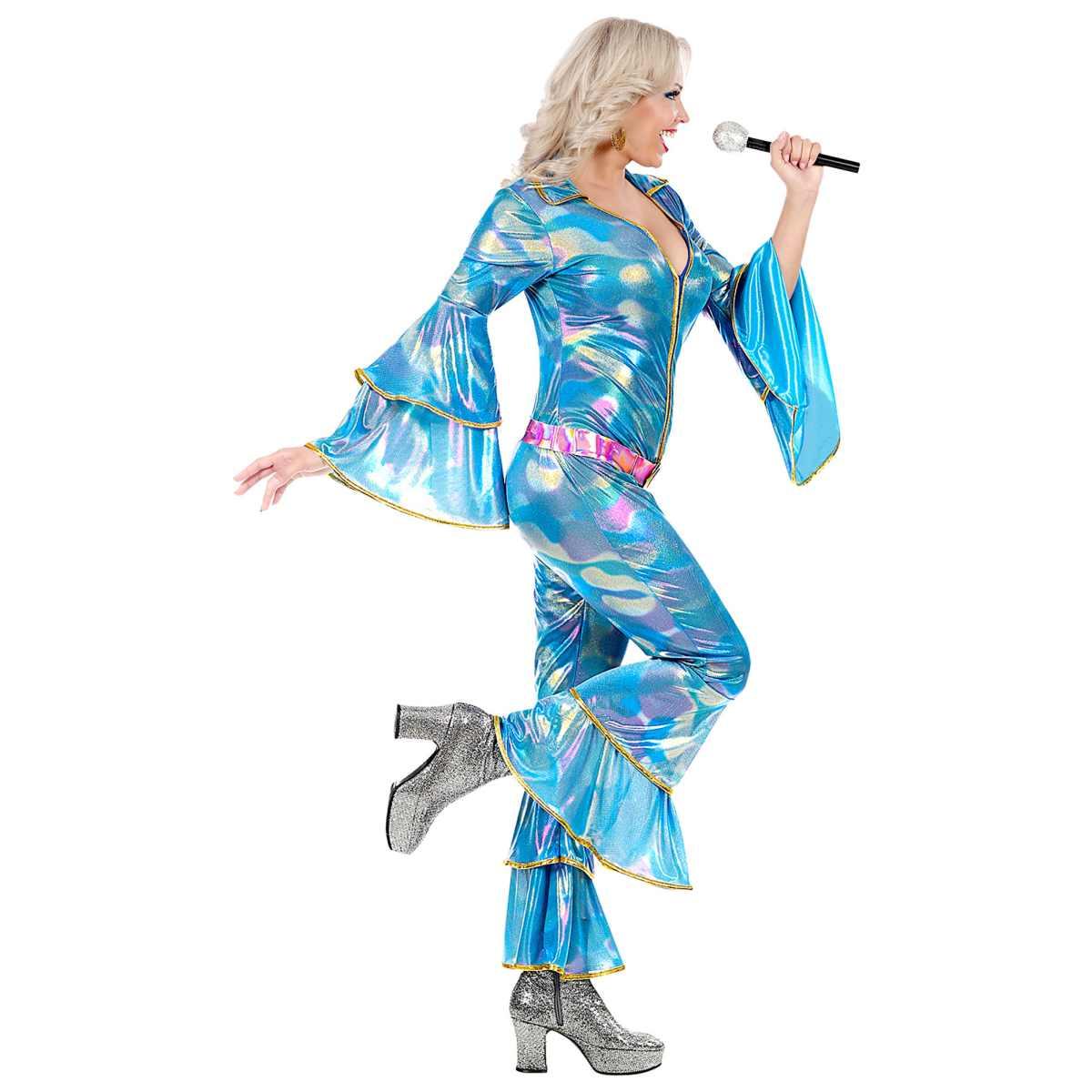 Costume tuta disco anni 70 azzurra