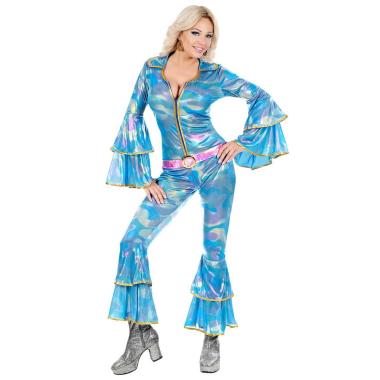 Costume tuta disco anni 70 azzurra