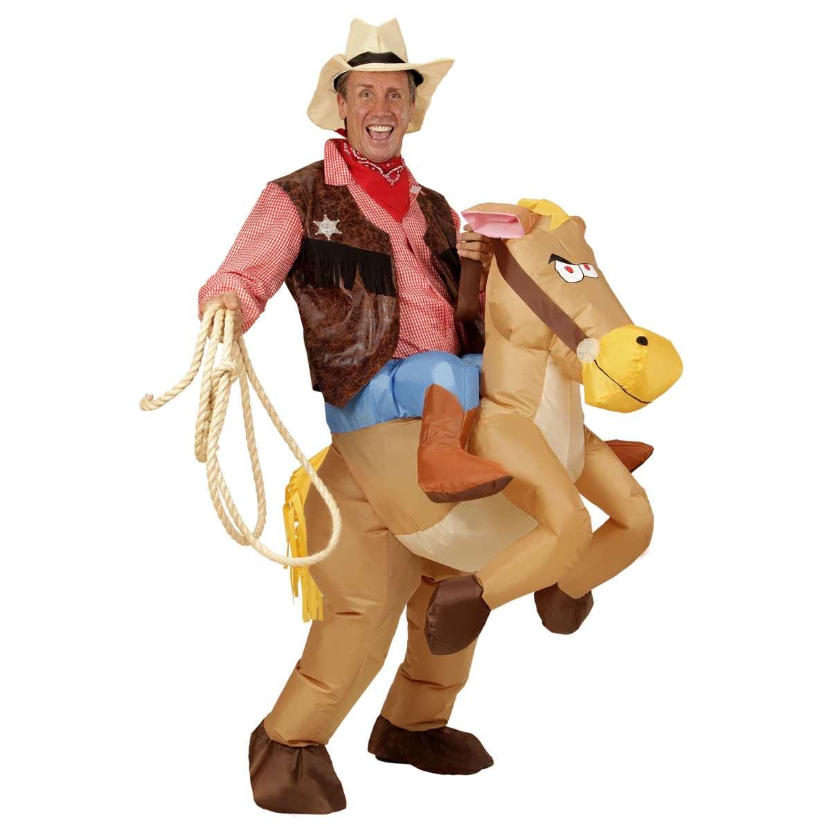 Costume cowboy su cavallo gonfiabile