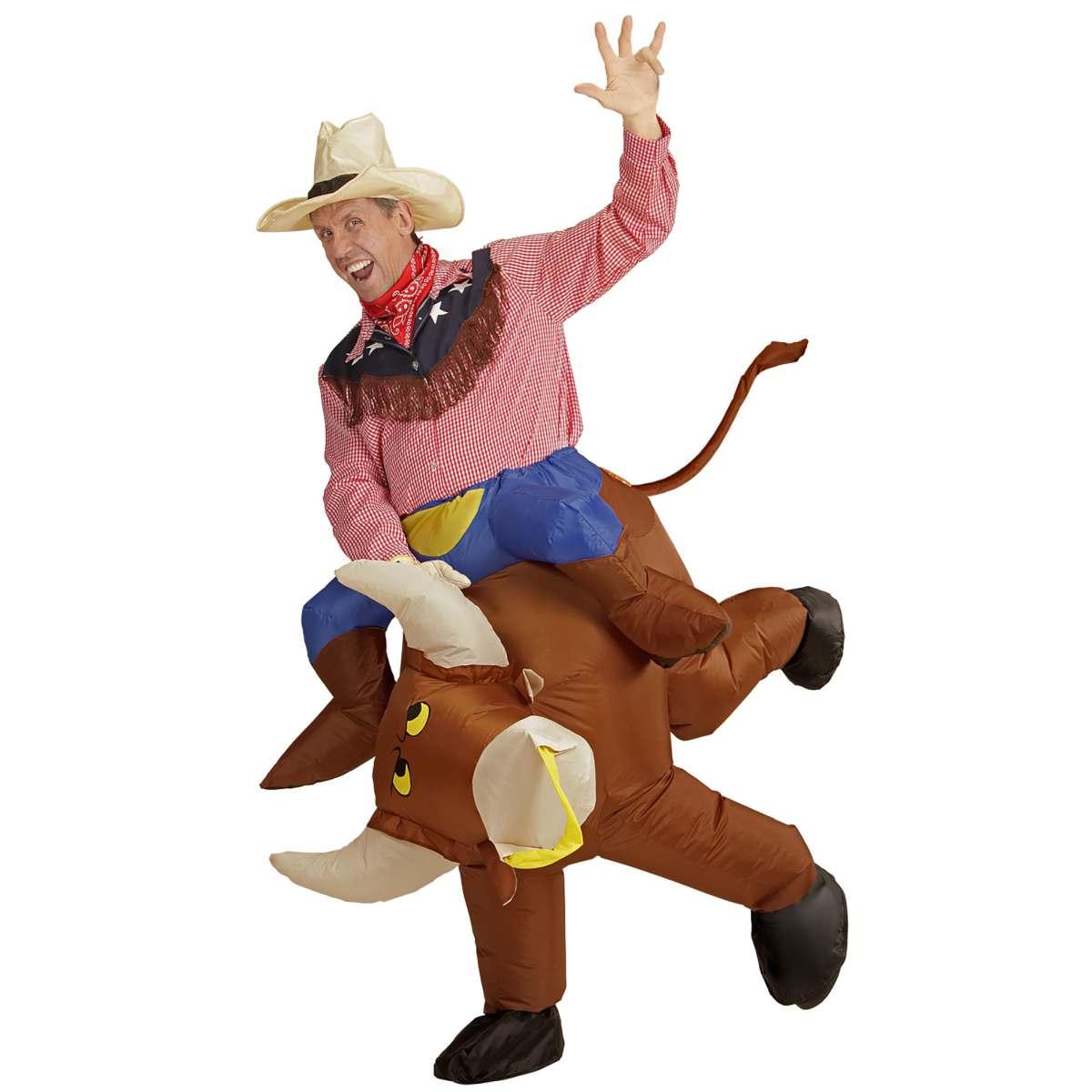 Costume cowboy su toro gonfiabile