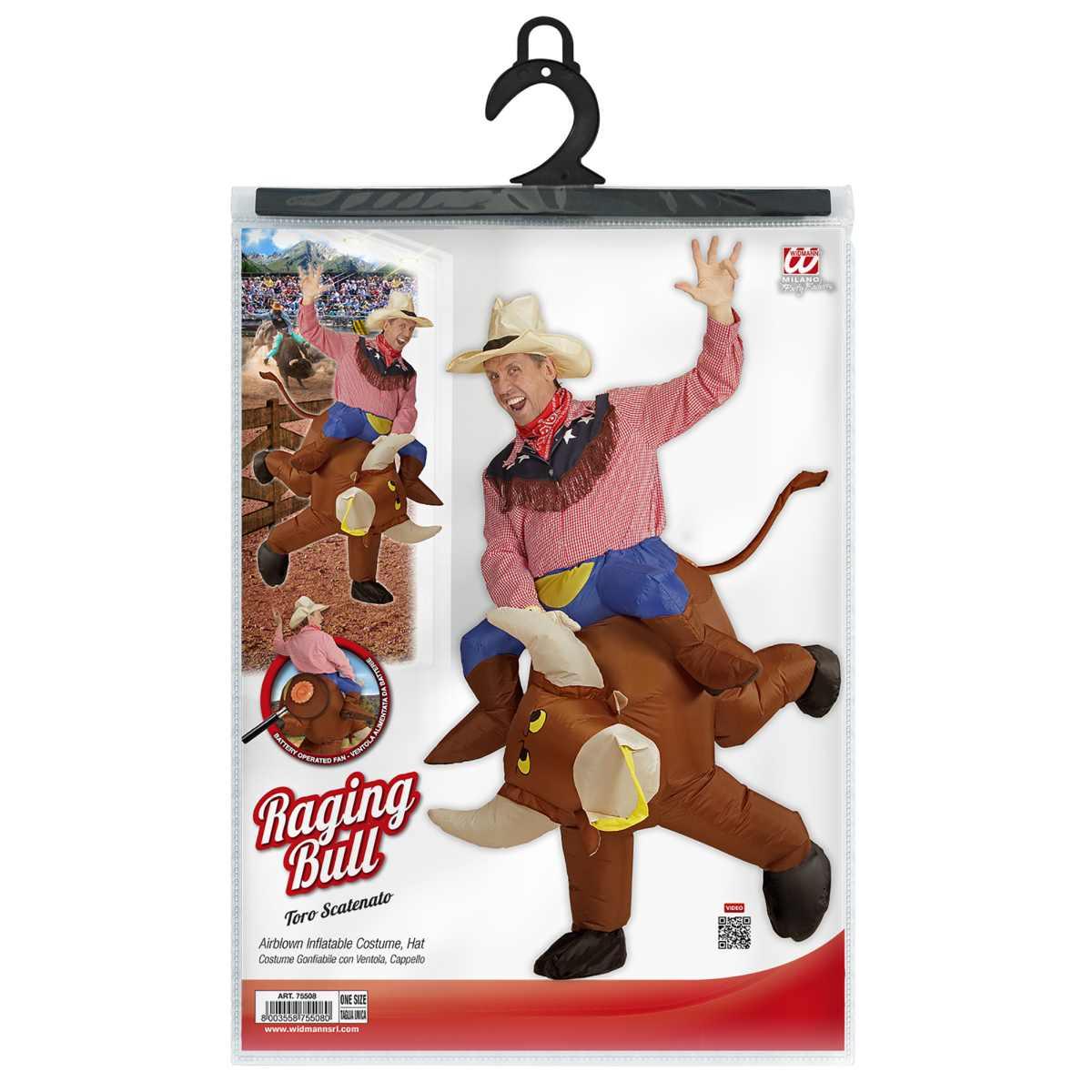 Costume cowboy su toro gonfiabile