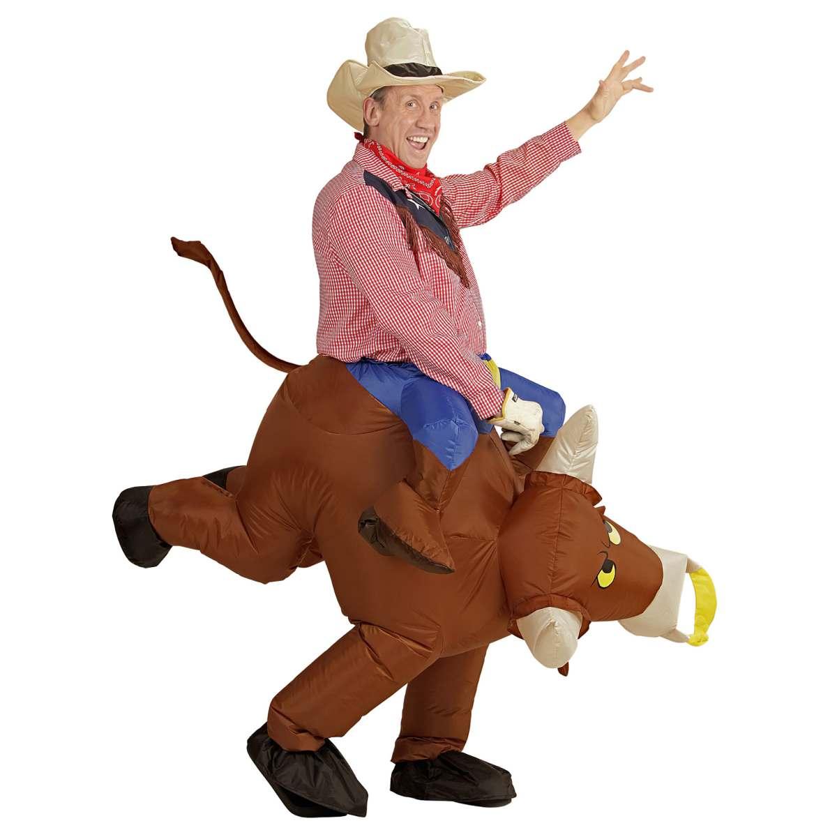 Costume cowboy su toro gonfiabile