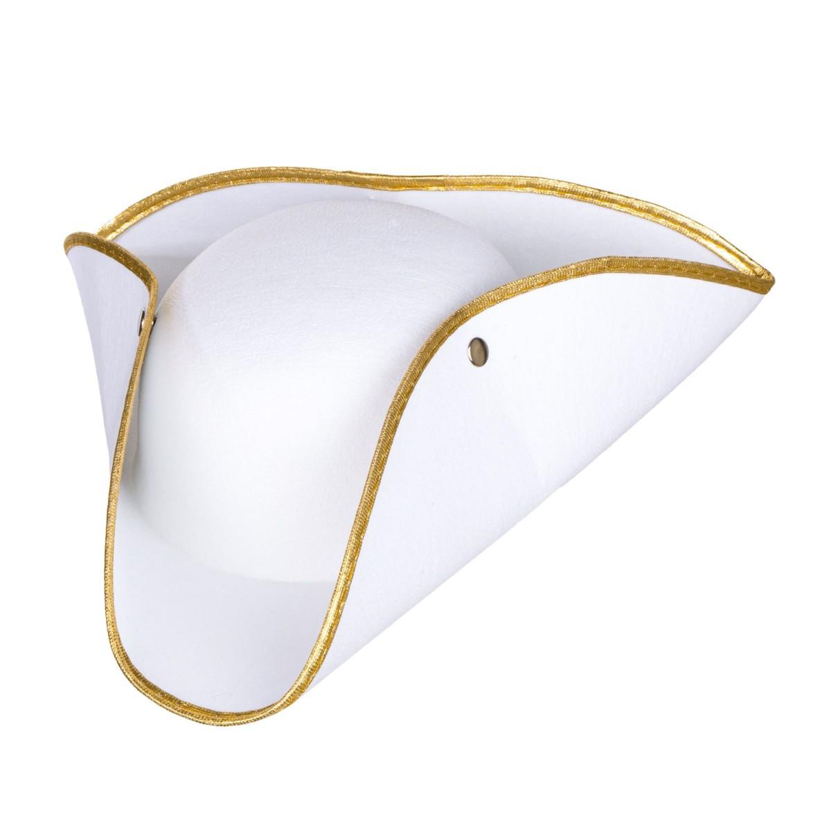 Cappello tricorno bianco bordo oro