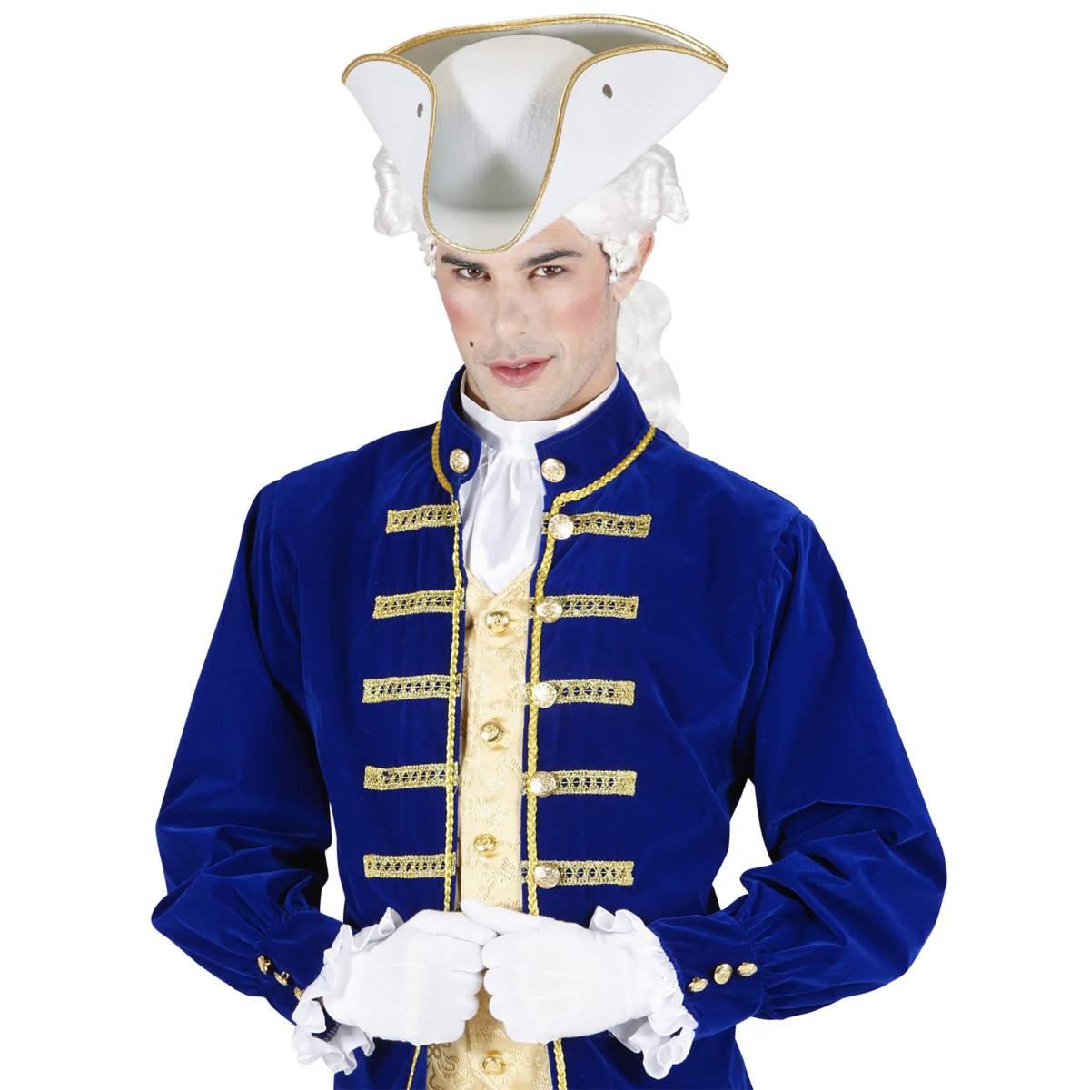 Cappello tricorno bianco bordo oro