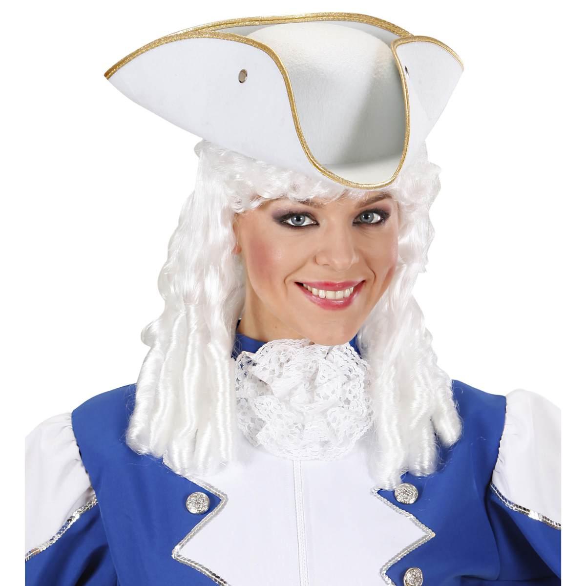 Cappello tricorno bianco bordo oro