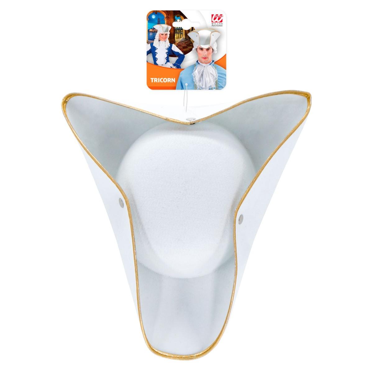 Cappello tricorno bianco bordo oro