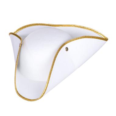 Cappello tricorno bianco bordo oro