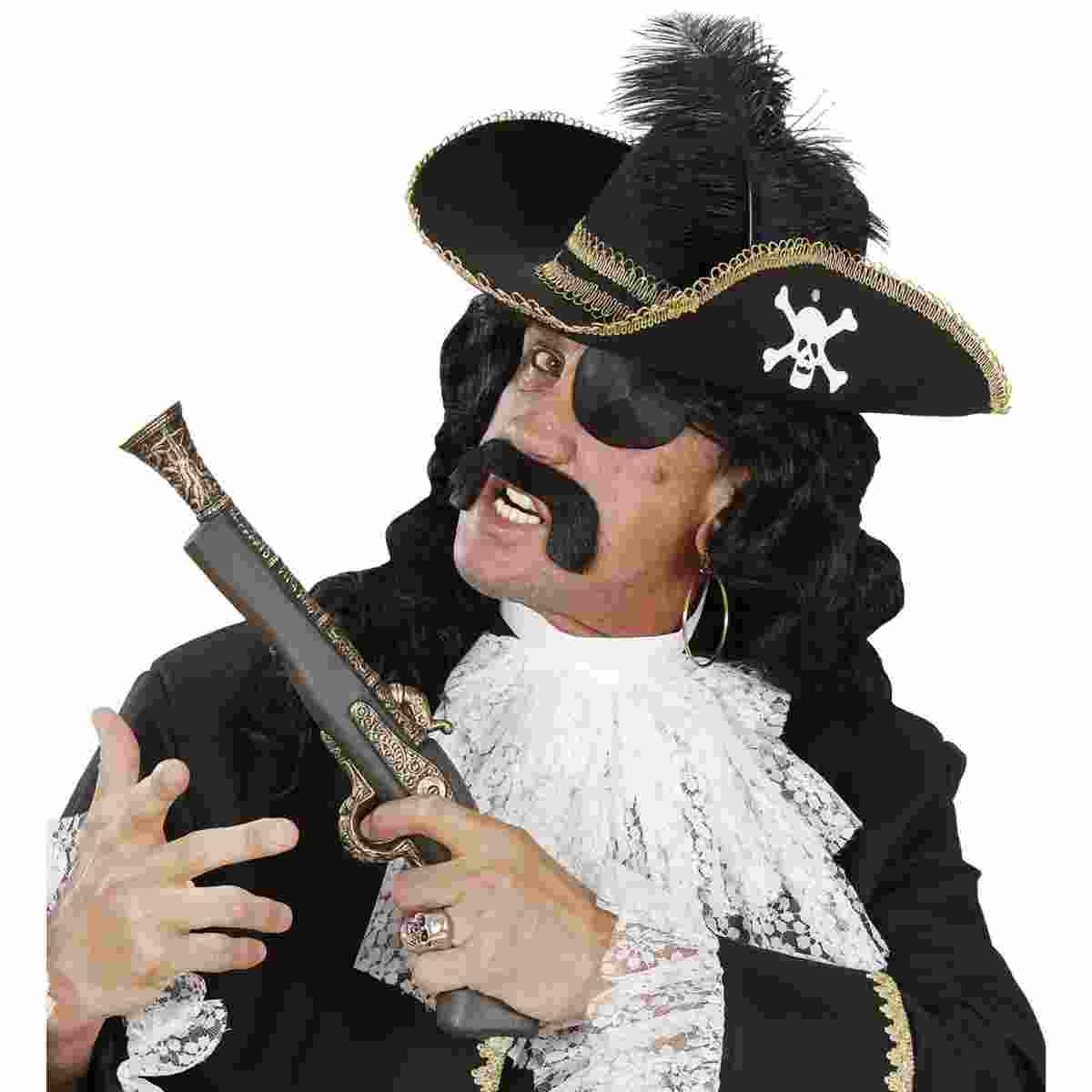 Cappello pirata nero teschio piuma