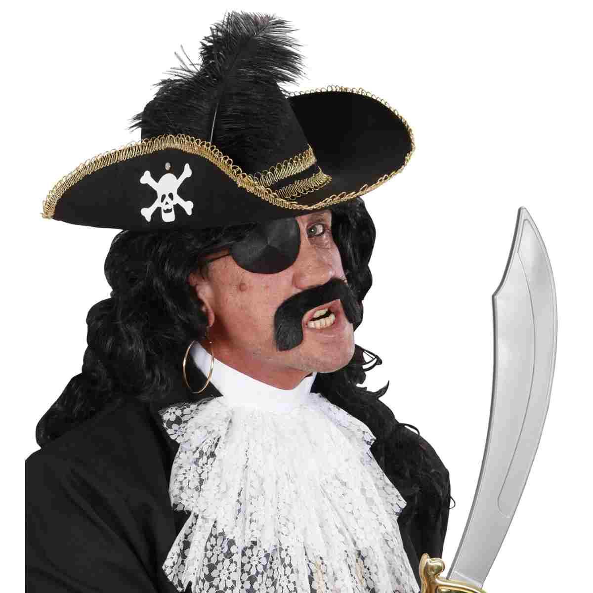 Cappello pirata nero teschio piuma