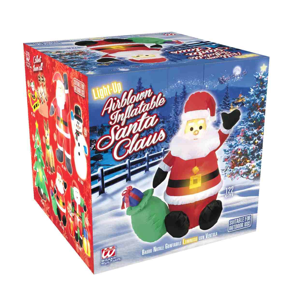 Decorazione natalizia babbo natale gonfiabile sacco 122 cm