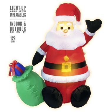 Decorazione natalizia babbo natale gonfiabile sacco 122 cm