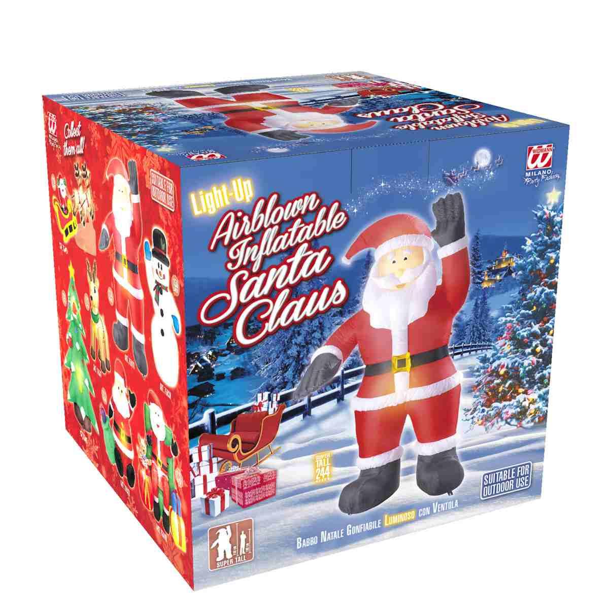 Decorazione natalizia babbo natale gonfiabile 244 cm