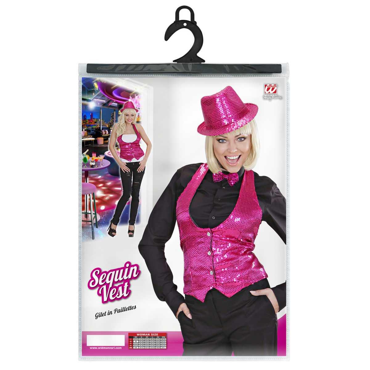 Costume gilet rosa paillettes