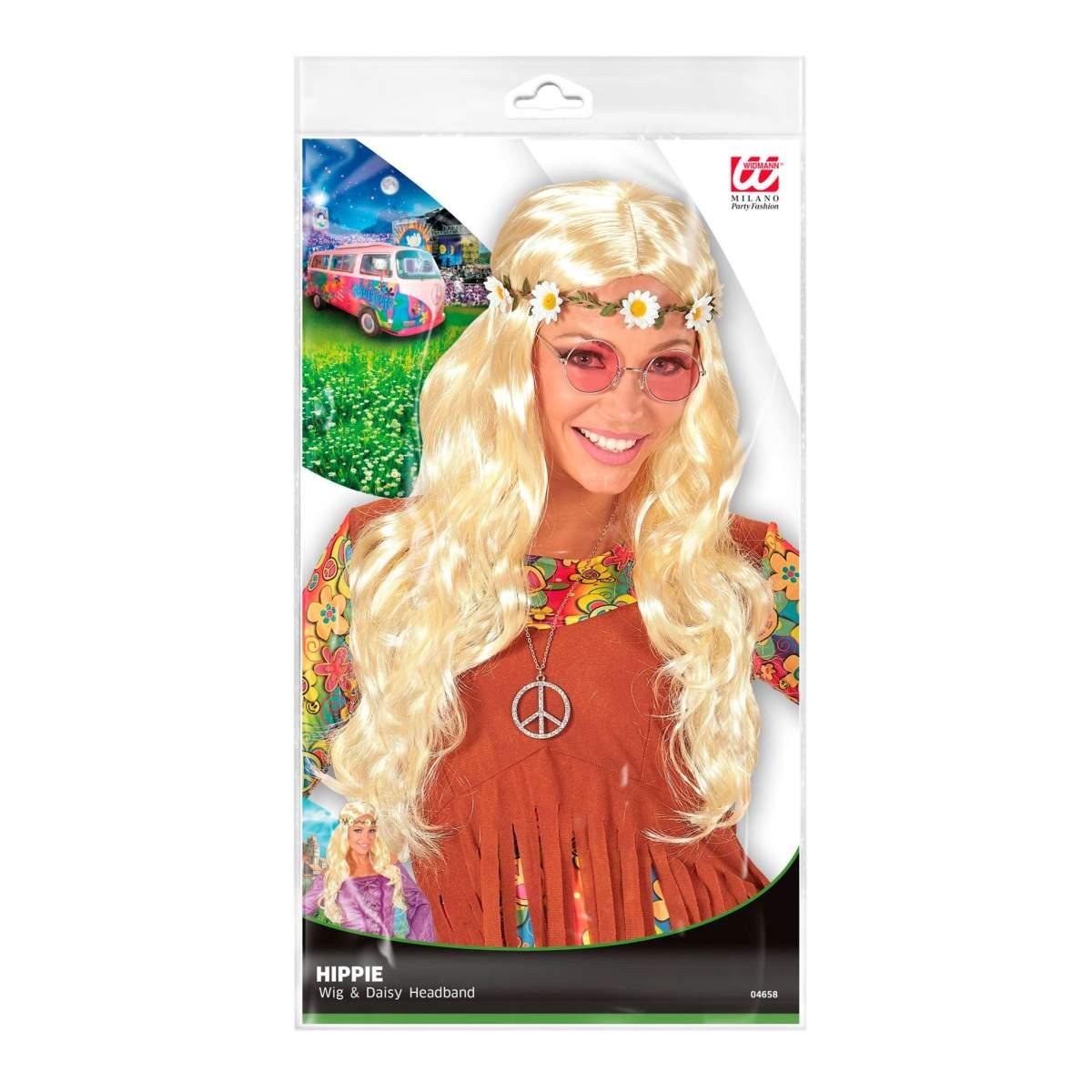 Parrucca hippie bionda fascia margherite